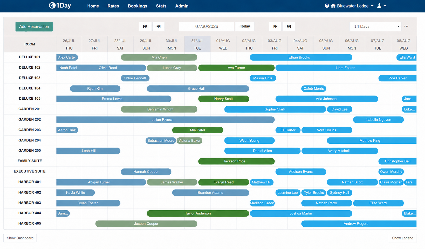 1Day Hotel Reservation Calendar
